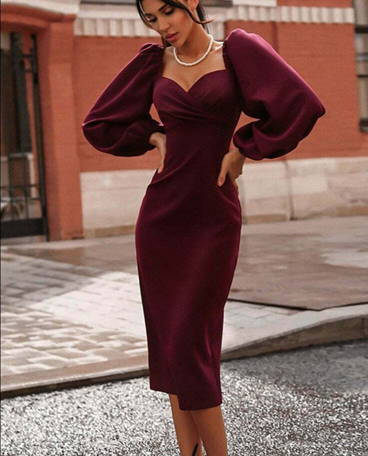 Y2K Fashion: Sexy Pure V Neck Off Shoulder Bodycon Dress