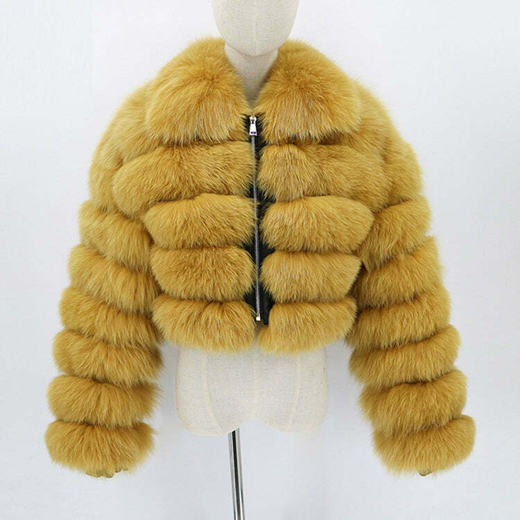 Y2K Fashion Short Fur Coat - Coquette Grunge Cute Tops Pastel Goth Cargo Skirt