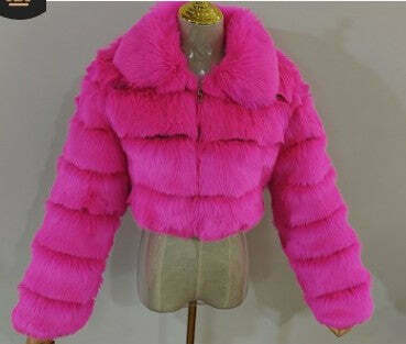 Y2K Fashion Short Fur Coat - Coquette Grunge Cute Tops Pastel Goth Cargo Skirt
