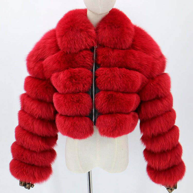 Y2K Fashion Short Fur Coat - Coquette Grunge Cute Tops Pastel Goth Cargo Skirt