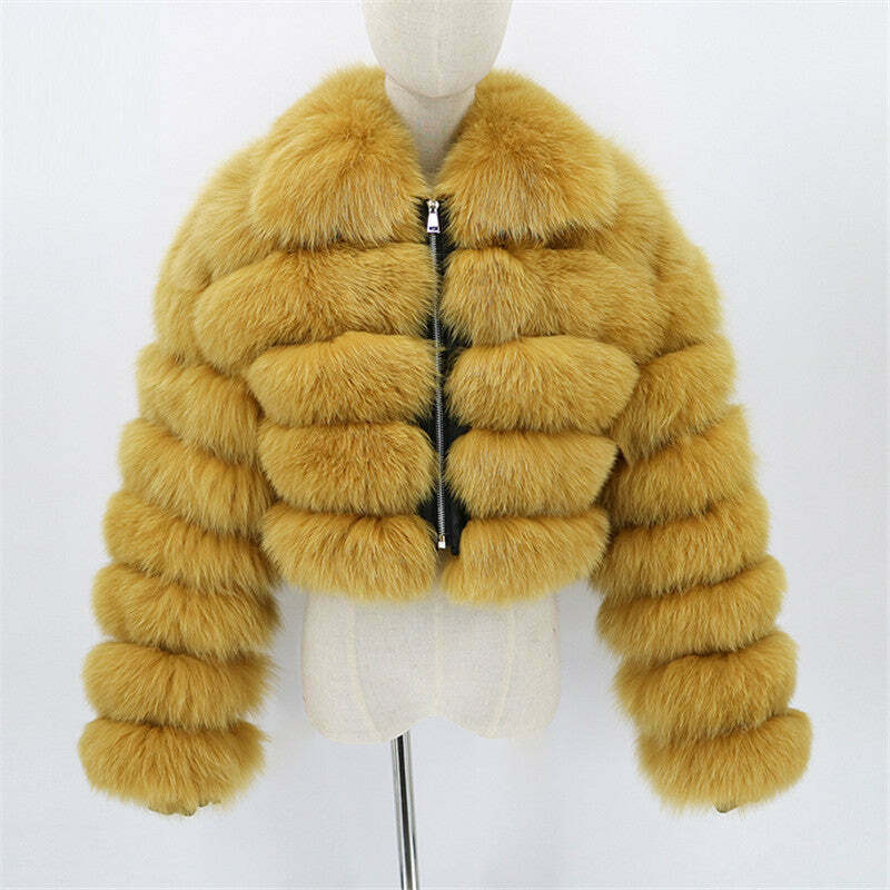 Y2K Fashion Short Fur Coat - Coquette Grunge Cute Tops Pastel Goth Cargo Skirt