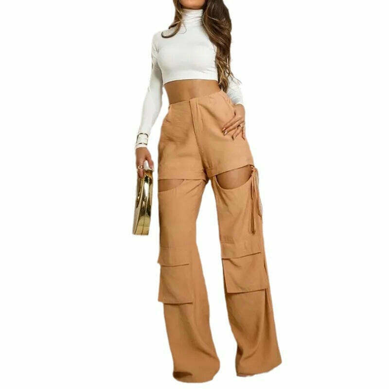 Y2K Fashion Short Shirt with Stylish Drawstring Pants Suit - Coquette Aesthetic, Gr