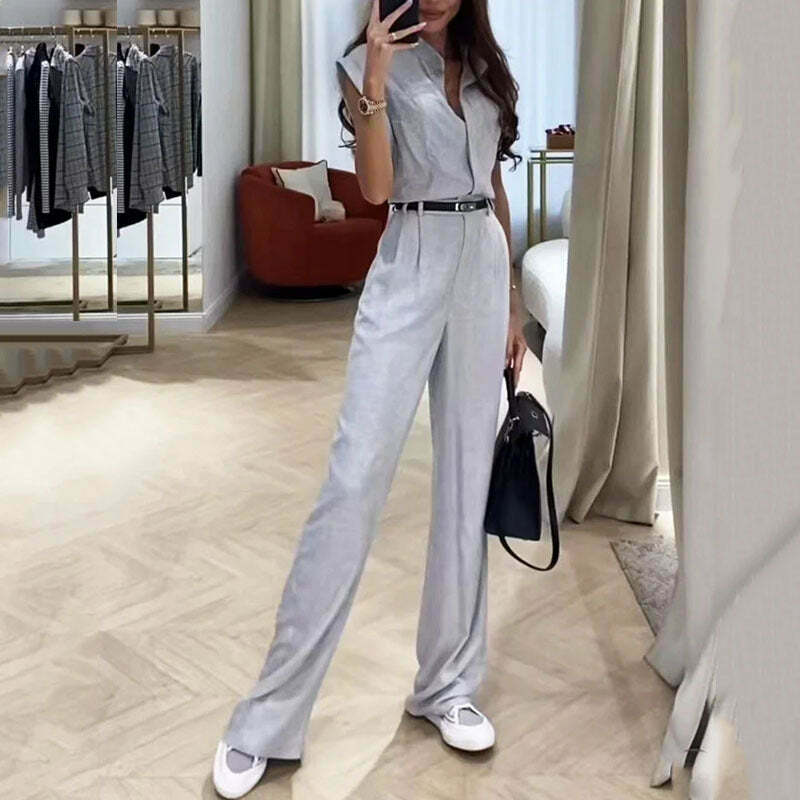 Y2K Fashion Sleeveless Lapel Belt Suit for Women - Coquette Aesthetic Grunge Style