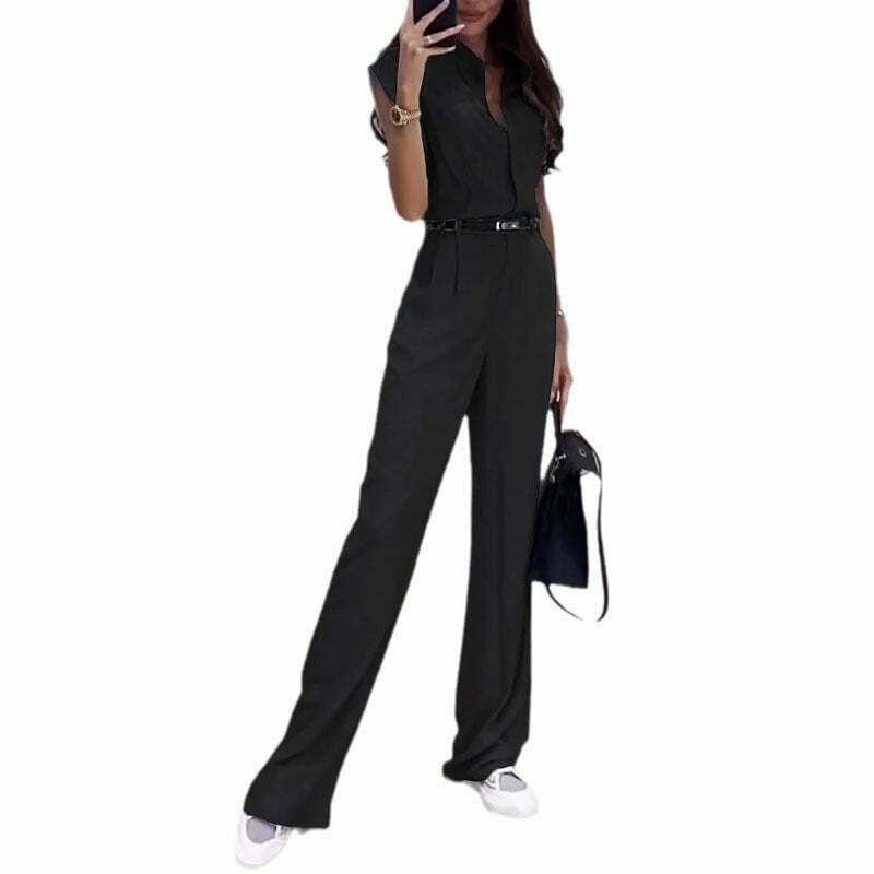 Y2K Fashion Sleeveless Lapel Belt Suit for Women - Coquette Aesthetic Grunge Style