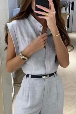 Y2K Fashion Sleeveless Lapel Belt Suit for Women - Coquette Aesthetic Grunge Style