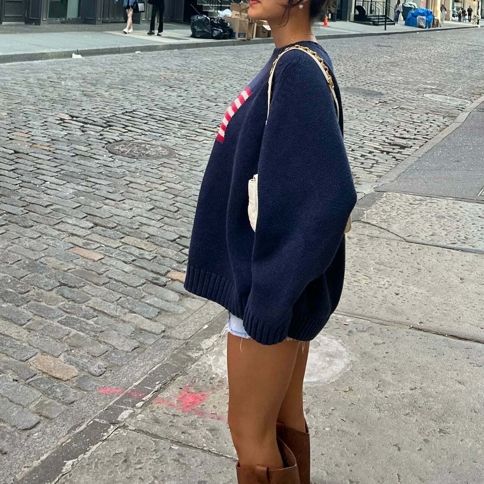 Y2K Fashion Staple: Vintage Americano Crew Neck Sweater - Coquette Aesthetic & Grunge Style