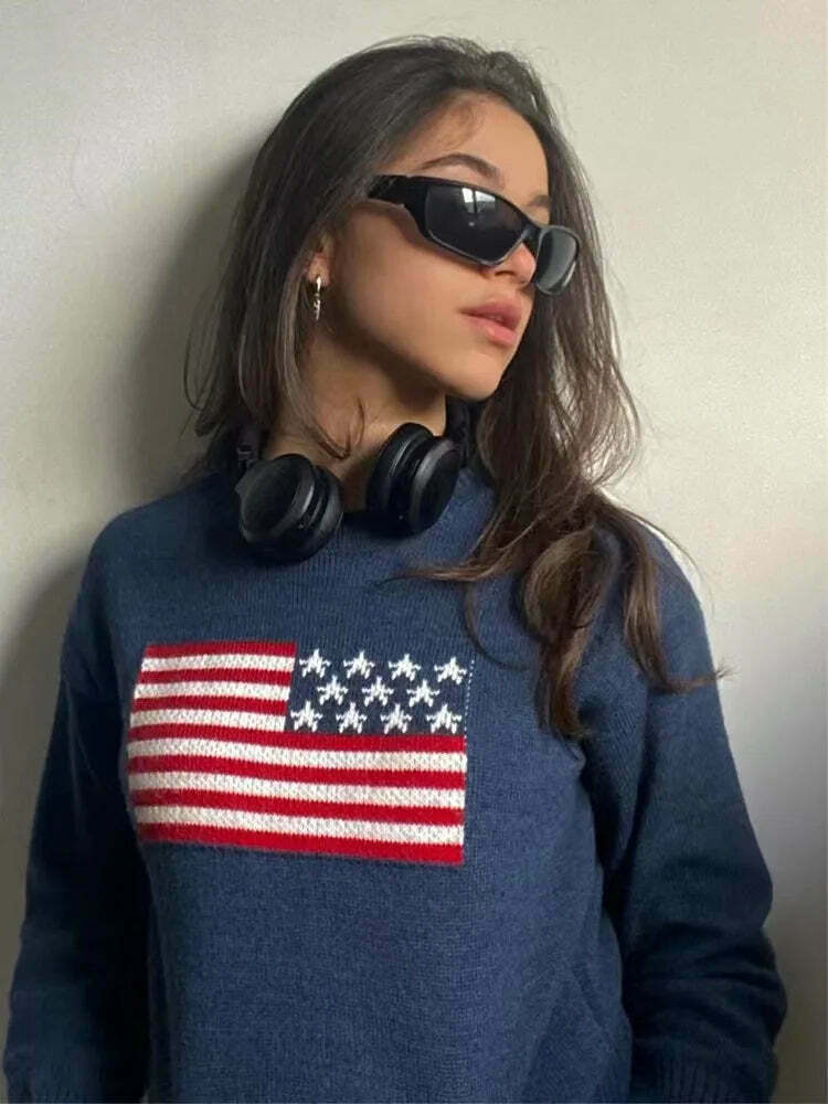 Y2K Fashion Staple: Vintage Americano Crew Neck Sweater - Coquette Aesthetic & Grunge Style