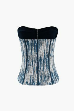 Y2K Fashion Strapless Corset Top: Zip Front Detail & Coquette Aesthetic