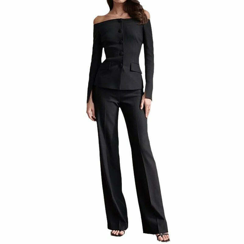 Y2K Fashion Strapless Suit: Elegant Fitted Coquette Aesthetic Outfit for Women