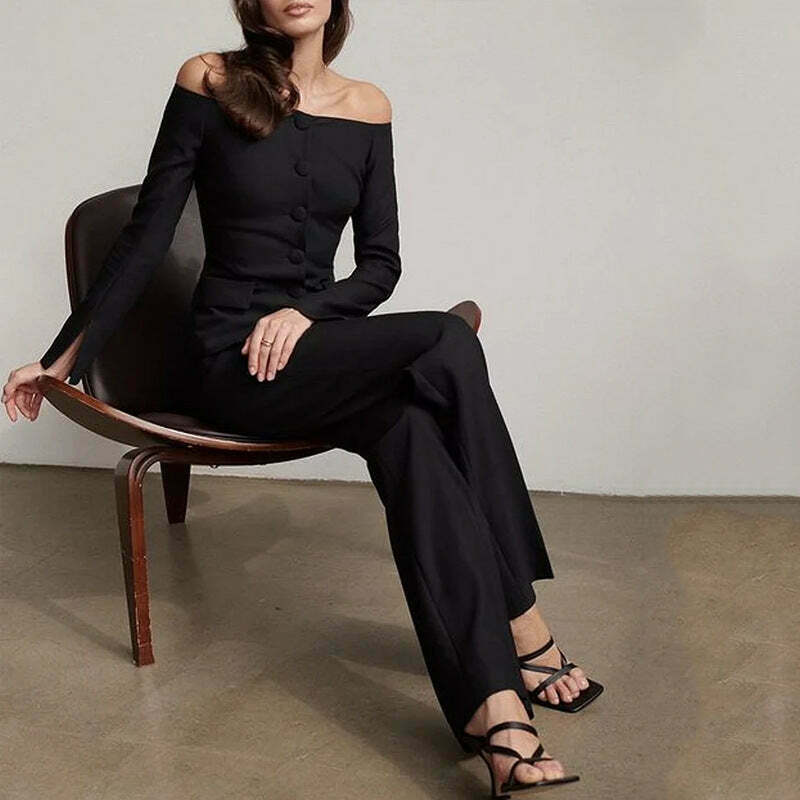 Y2K Fashion Strapless Suit: Elegant Fitted Coquette Aesthetic Outfit for Women