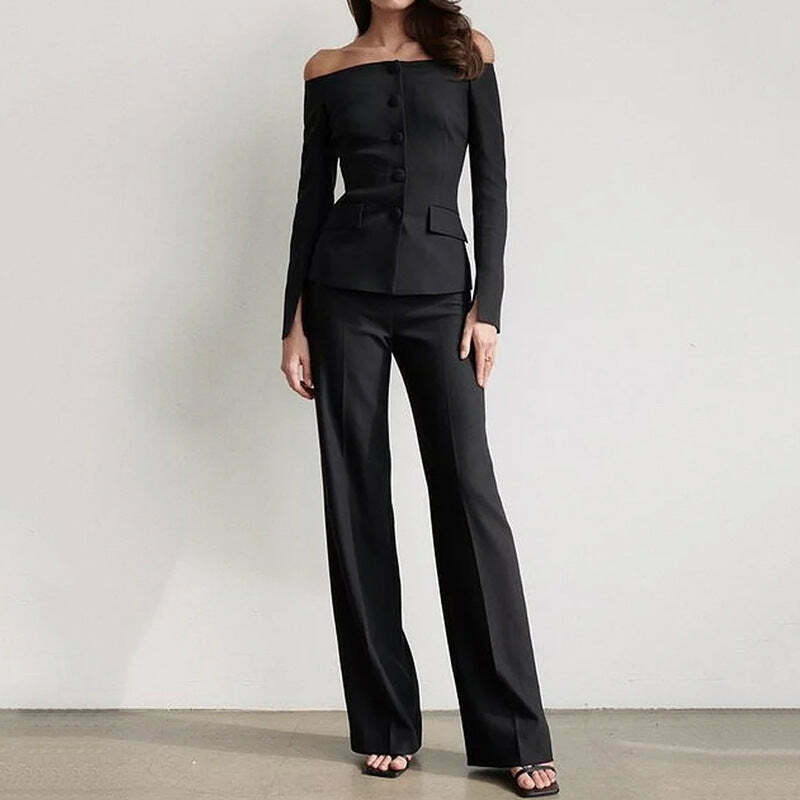 Y2K Fashion Strapless Suit: Elegant Fitted Coquette Aesthetic Outfit for Women