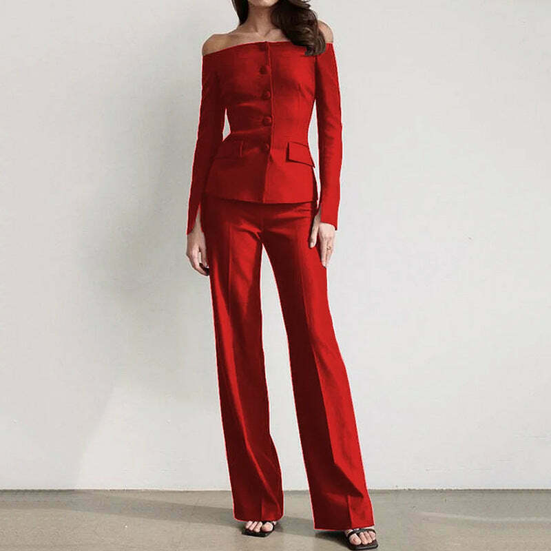 Y2K Fashion Strapless Suit: Elegant Fitted Coquette Aesthetic Outfit for Women