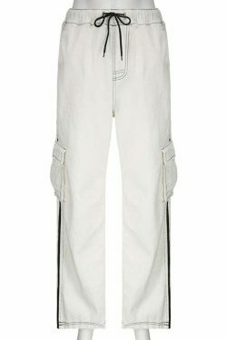 Y2K Fashion Street Cinch Stitched Cargo Pants - Coquette Aesthetic Grunge Style Women's Fashion