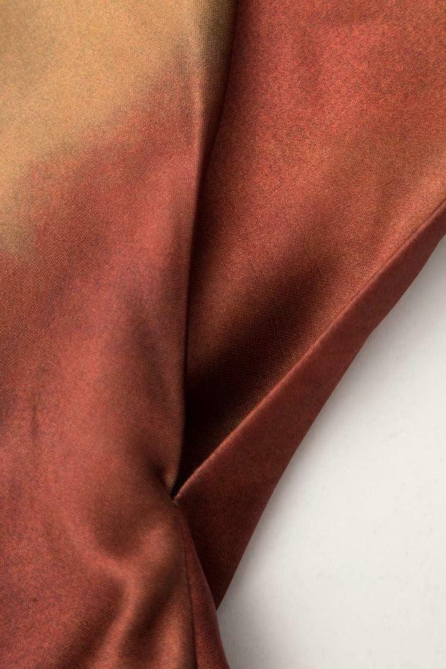 Y2K Fashion: Tie Dye Asymmetric Cowl Neck Satin Maxi Dress - Co