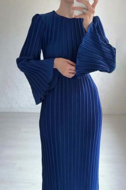 Y2K Fashion Trumpet Sleeve Slim Long Dress for Women - Coquette Aesthetic Grunge Style Outfit