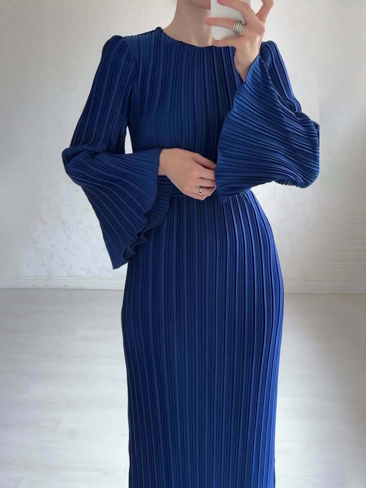 Y2K Fashion Trumpet Sleeve Slim Long Dress for Women - Coquette Aesthetic Grunge Style Outfit