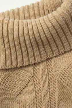 Y2K Fashion Turtle Neck Cape Sleeve Knit Crop Top - Coquette Aesthetic Grunge Style Cute Tops