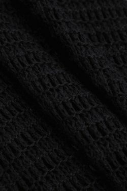 Y2K Fashion V-Neck Crochet Knit Cover Up Dress with Tassel Hem - Coquette Aesthetic