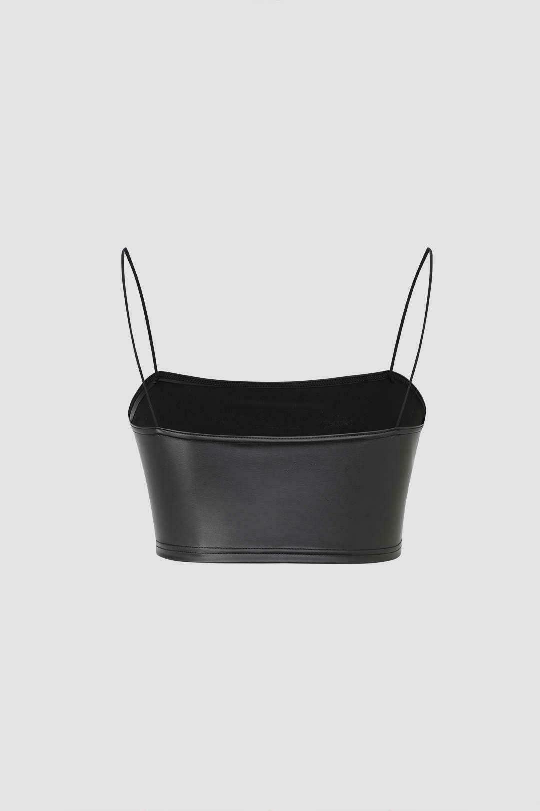 Y2K Faux Leather Crop Cami Top for Women - Coquette Aesthetic Grunge Style & Pastel Goth Vibes