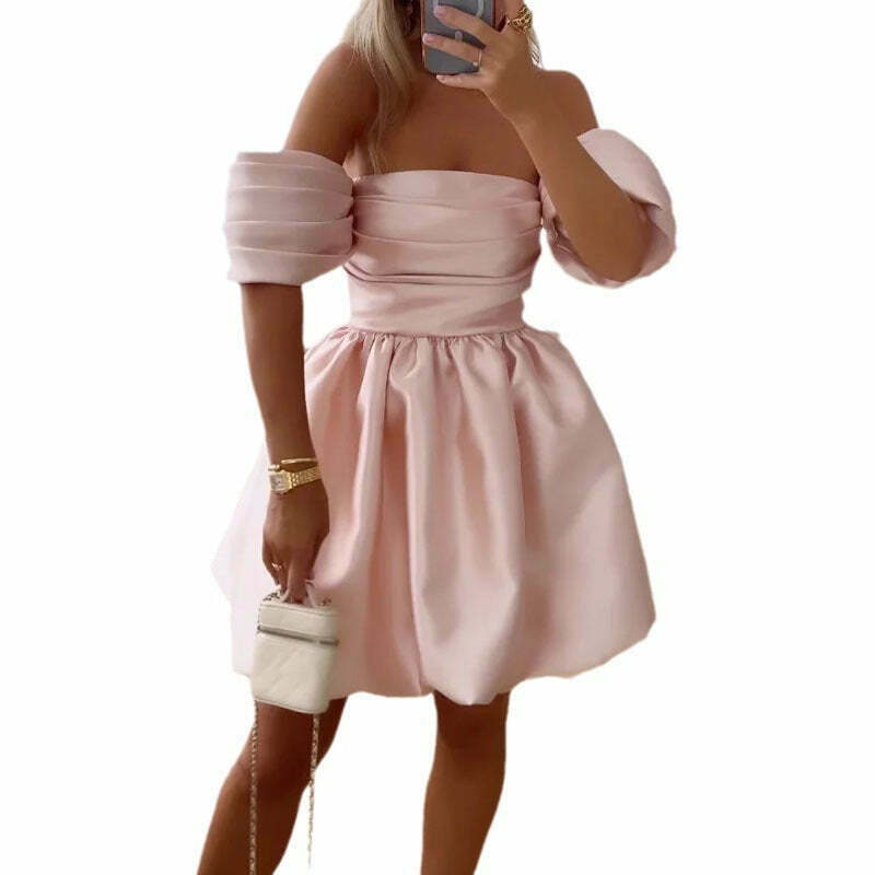 Y2K Feifei Sleeve Tube Top Dress: Coquette Aesthetic Pleated Fashion