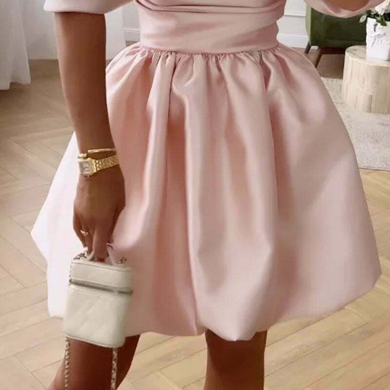 Y2K Feifei Sleeve Tube Top Dress: Coquette Aesthetic Pleated Fashion