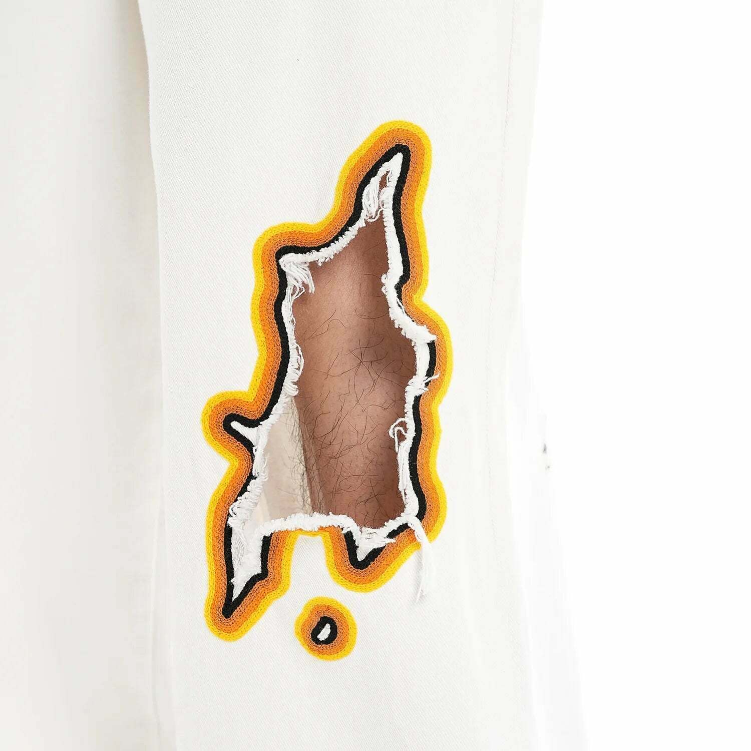 Y2K Flame Embroidered Baggy Jeans - Coquette Aesthetic Grunge Style Women's Fashion