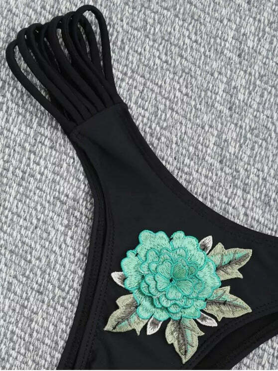 Y2K Floral Applique Halter Swimsuit - Coquette Aesthetic Beachwear