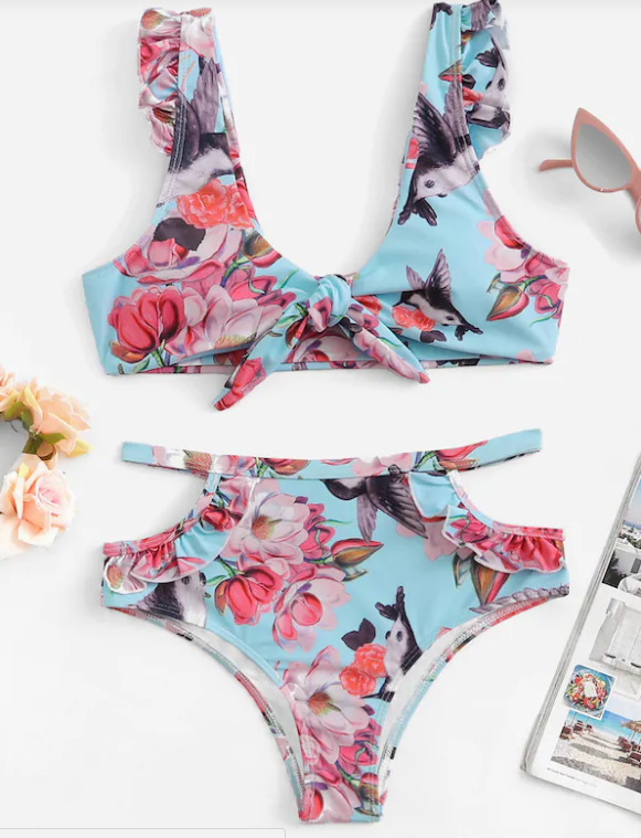 Y2K Floral Knot Bikini - Coquette Aesthetic Swimwear for Women