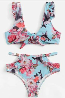 Y2K Floral Knot Bikini - Coquette Aesthetic Swimwear for Women
