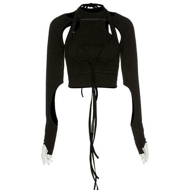 Y2K Gothic Crop Top Set: Punk Rock Aesthetic Shirt for Women - Coquette Style, Grunge Fashion