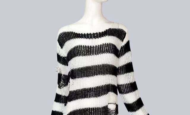 Y2K Gothic Punk Long Sweater: Coquette Aesthetic Grunge Style, Cute Tops, Pastel Goth, Cargo Skirt