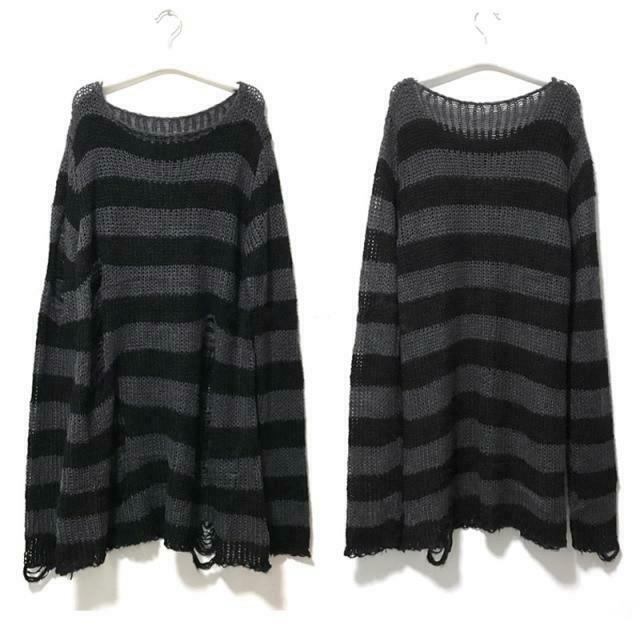 Y2K Gothic Punk Long Sweater: Coquette Aesthetic Grunge Style, Cute Tops, Pastel Goth, Cargo Skirt