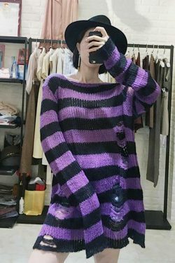Y2K Gothic Punk Long Sweater: Coquette Aesthetic Grunge Style, Cute Tops, Pastel Goth, Cargo Skirt