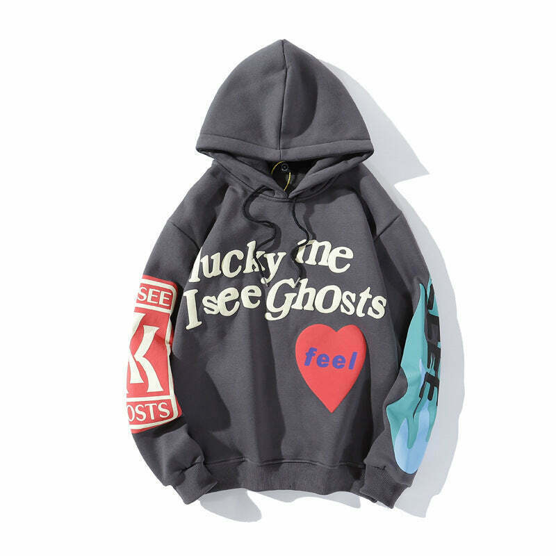 Y2K Graffiti Letter Print Hoodie - Coquette Aesthetic Grunge Style Women's Fashion