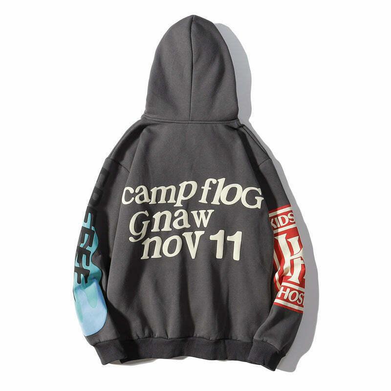 Y2K Graffiti Letter Print Hoodie - Coquette Aesthetic Grunge Style Women's Fashion