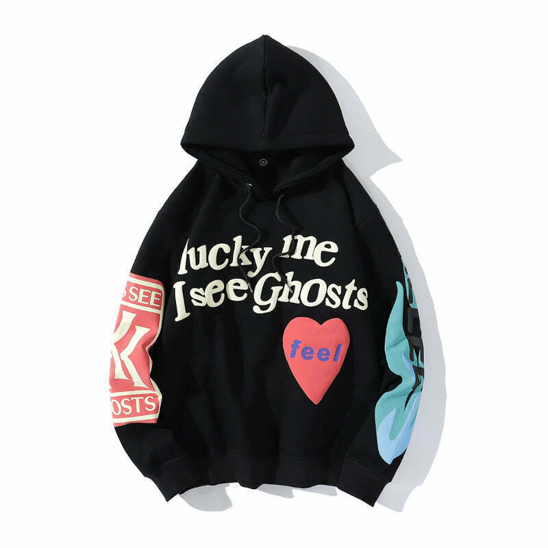 Y2K Graffiti Letter Print Hoodie - Coquette Aesthetic Grunge Style Women's Fashion