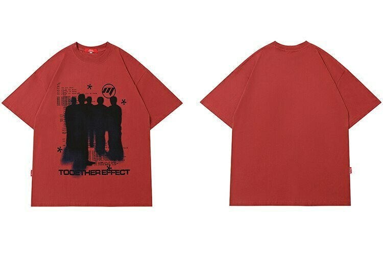 Y2K Grunge Silhouette Graphic Tee - Vintage Aesthetic Shirt for Women
