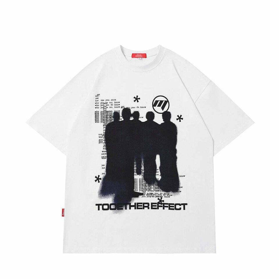 Y2K Grunge Silhouette Graphic Tee - Vintage Aesthetic Shirt for Women