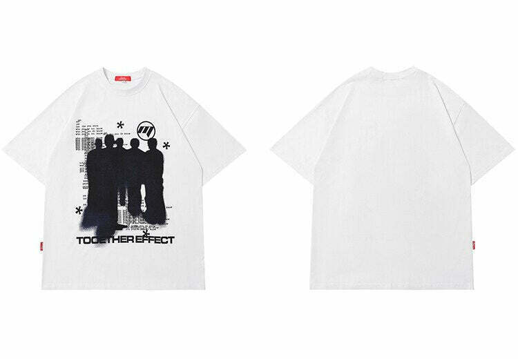 Y2K Grunge Silhouette Graphic Tee - Vintage Aesthetic Shirt for Women