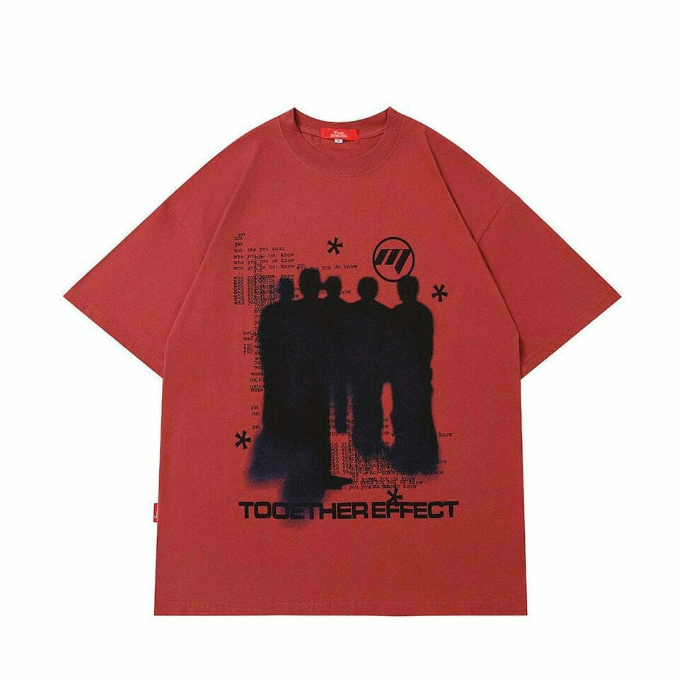 Y2K Grunge Silhouette Graphic Tee - Vintage Aesthetic Shirt for Women