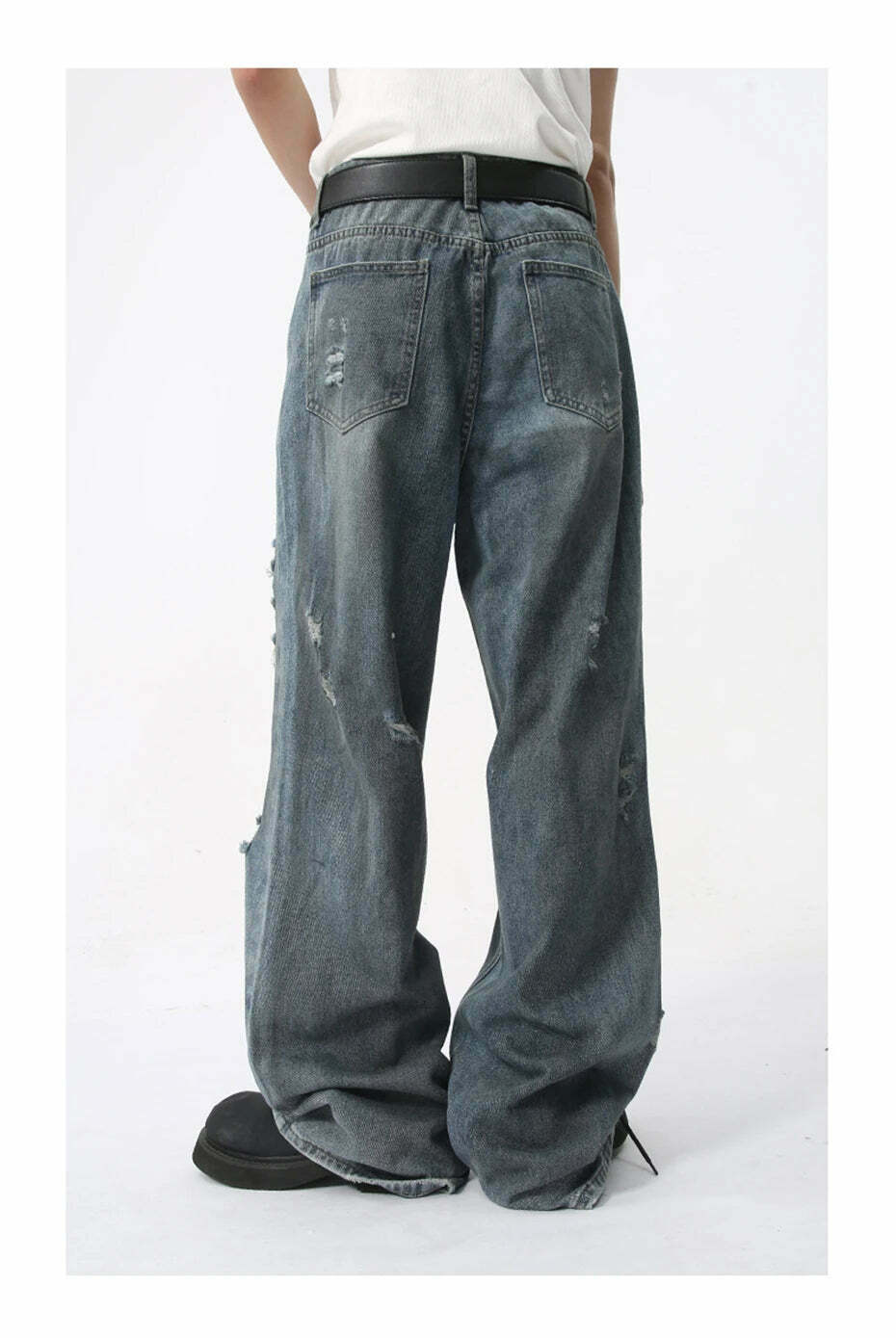 Y2K Grunge Style Distressed Loose Straight Jeans for Women - Coquette Aesthetic Fashion