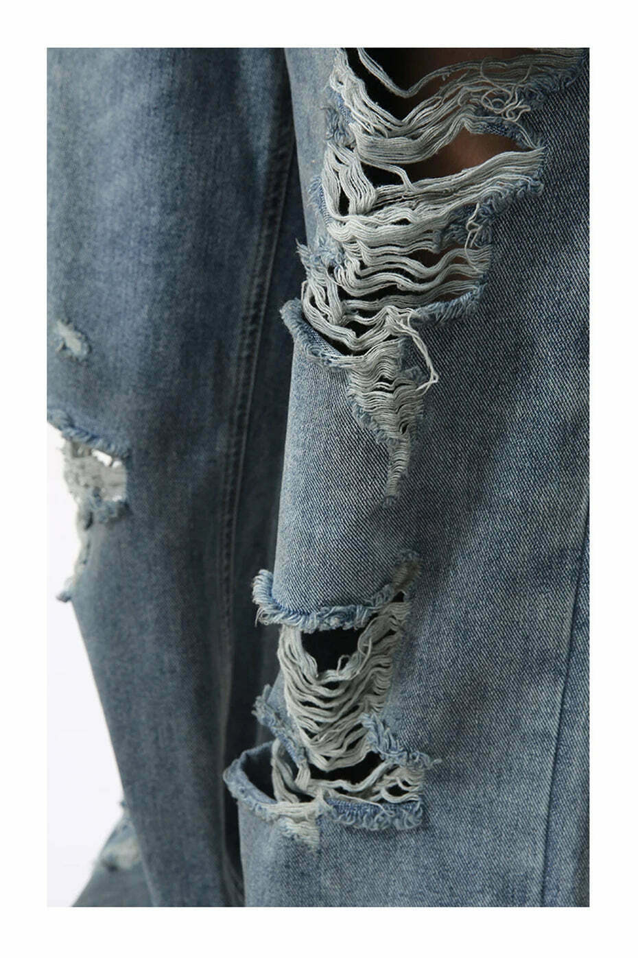 Y2K Grunge Style Distressed Loose Straight Jeans for Women - Coquette Aesthetic Fashion