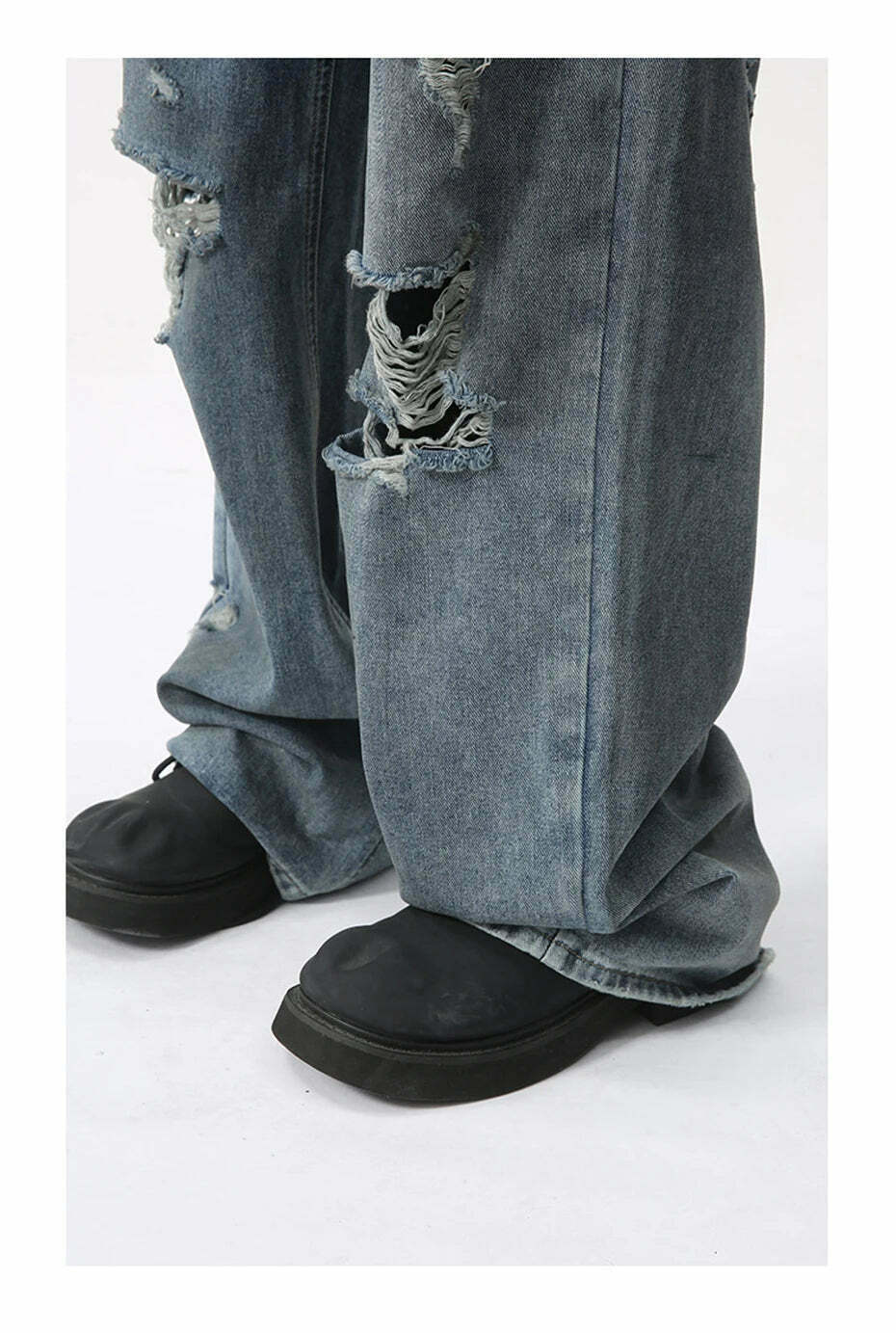 Y2K Grunge Style Distressed Loose Straight Jeans for Women - Coquette Aesthetic Fashion