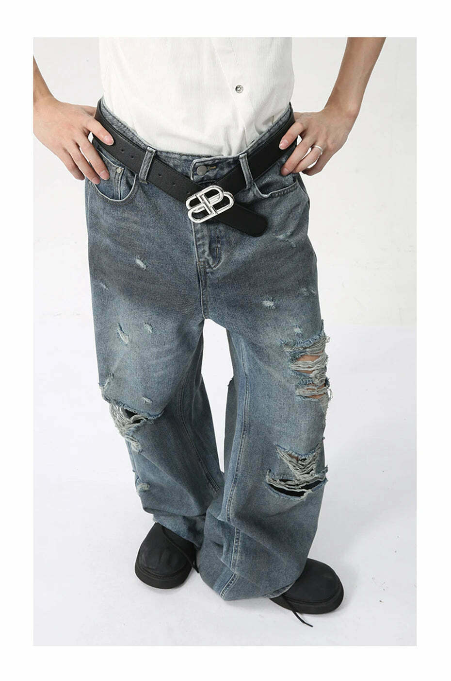 Y2K Grunge Style Distressed Loose Straight Jeans for Women - Coquette Aesthetic Fashion