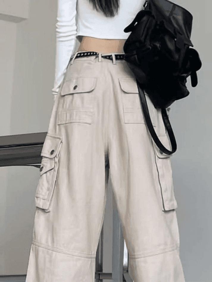 Y2K Grunge Style Patch Pocket Punk Cargo Pants for Women - Coquette Aesthetic Fashion