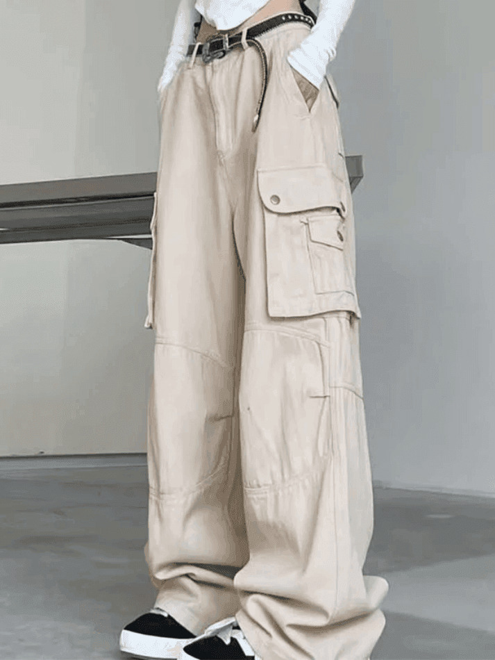 Y2K Grunge Style Patch Pocket Punk Cargo Pants for Women - Coquette Aesthetic Fashion