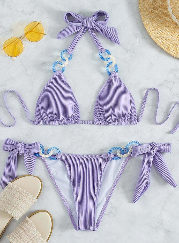 Y2K Halter Beach Bikini for Women - Strapped and Sexy