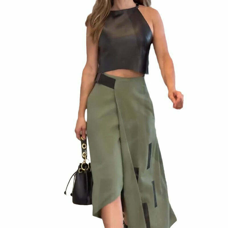 Y2K Halterneck Top and Skirt Set - Coquette Aesthetic Outfit for Women