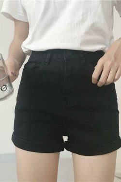 Y2K High Waist Denim Blue Jean Shorts - Vintage Aesthetic Fashion for Women