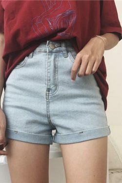 Y2K High Waist Denim Blue Jean Shorts - Vintage Aesthetic Fashion for Women